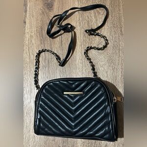 Aldo Black Quilted Crossbody with Gold Chain Strap